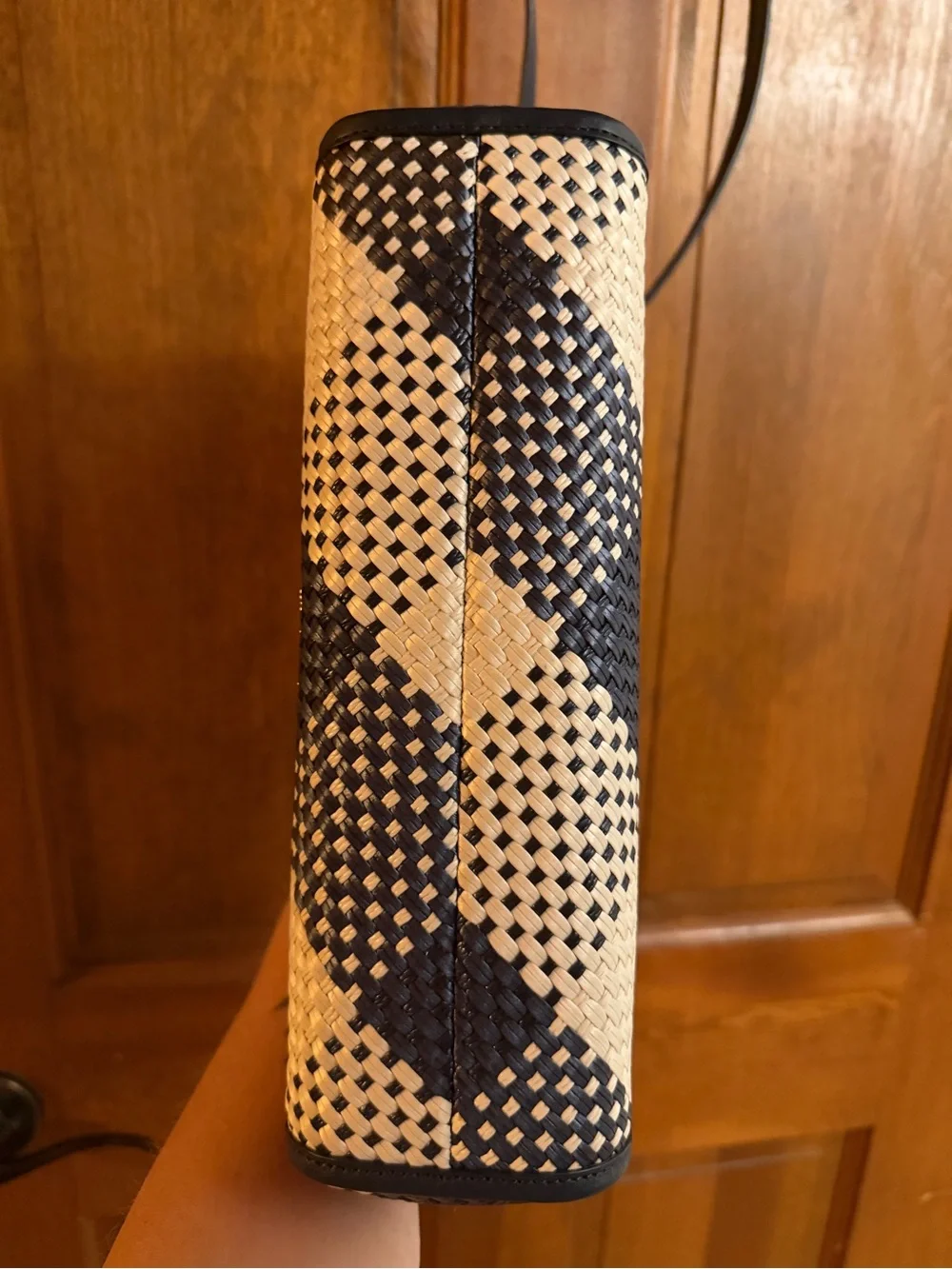 kate spade ‘Alexia’ Navy & Cream Raffia Clutch Convertible Crossbody Bag NWOT